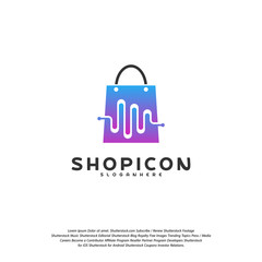 Shop Pulse Logo Template Design Vector