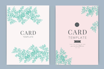 Wedding Invitation, floral invite thank you, rsvp modern card Design in pattern little floral with red berry and leaf greenery  branches decorative Vector elegant rustic template