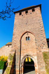 medieval Roman city wall with towers in Worms, Germany