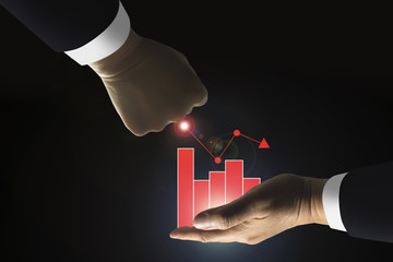 Stock index power manipulation crisis financial business background image.Businessman control stock...