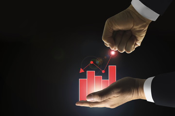Stock index power manipulation crisis financial business background image.Businessman control stock...