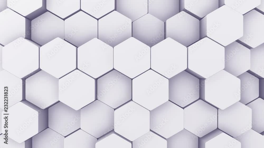 Wall mural abstract hexagon geometric intro. animated surface loop footage. light bright and clean hexagonal gr