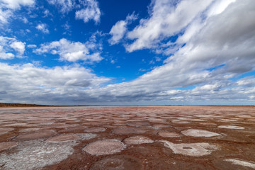 Dried salt lake near mud volcanoes