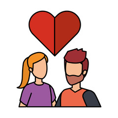 young couple with heart love