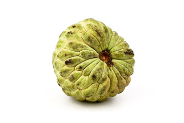 Sugar apple, custard apple, Annona, sweetsop (Cherimoya) isolate on white background. Fruit Properties Lower Cholesterol Levels concept