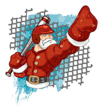Santa Claus Playing Baseball & Calling His Shot