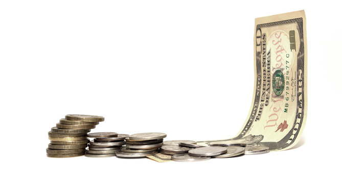 Banknote and coins