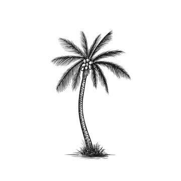 Hand drawn coconut tree vector