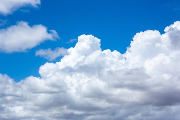 Naklejka na ściany i meble Blue skies and white fluffy clouds at Semaphore beach South Australia on 7th November 2018