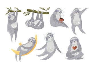 Lazy tropical sloth collection.