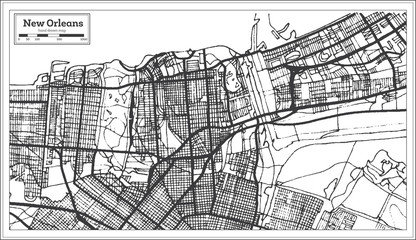 New Orleans Louisiana USA City Map in Retro Style. Outline Map.