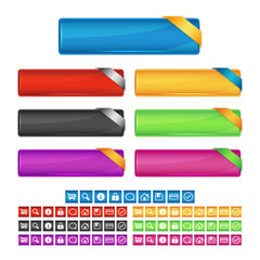 Buttons and icon set for decorating websites, applications and graphics.