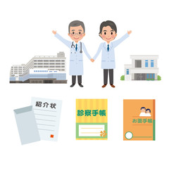 医者　セカンドオピニオン　イラスト　セット