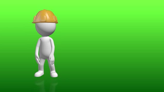 3D Human character with constructor hat pointing to empty placeholder