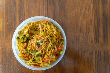 Spicy Thai Noodles with vegetables ready to eat