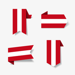 Austrian flag stickers and labels. Vector illustration.