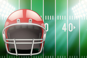 Background of American football stadium with helmet in the spotlight. Editable Vector Illustration.
