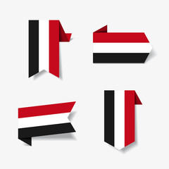 Yemeni flag stickers and labels. Vector illustration.