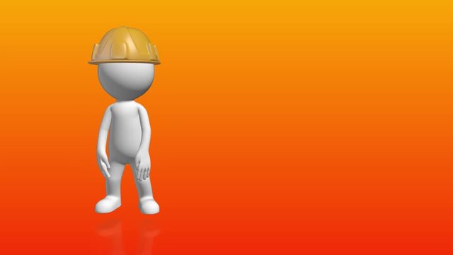 3D Human character with constructor hat pointing to empty placeholder