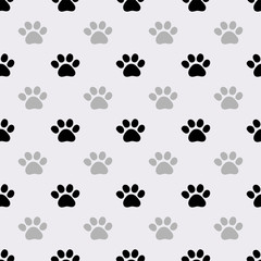 Fototapeta na wymiar Vector seamless pattern with gray paws footprints.