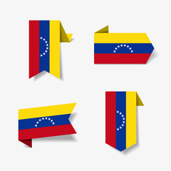 Venezuelan flag stickers and labels. Vector illustration.
