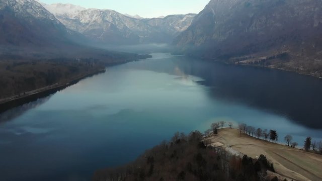 Aerial, lake in mountains