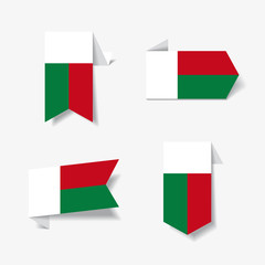 Obraz premium Madagascar flag stickers and labels. Vector illustration.