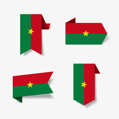 Burkina Faso flag stickers and labels. Vector illustration.