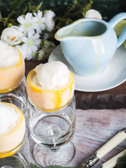 Lemon sorbet ice cream served as gourmet dessert