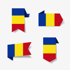 Romanian flag stickers and labels. Vector illustration.