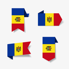 Moldovan flag stickers and labels. Vector illustration.