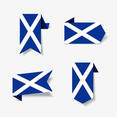 Scottish flag stickers and labels. Vector illustration.