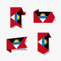 Antigua and Barbuda stickers and labels. Vector illustration.