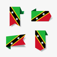 Saint Kitts and Nevis flag stickers and labels. Vector illustration.