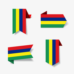 Mauritius flag stickers and labels. Vector illustration.