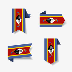 Swaziland flag stickers and labels. Vector illustration.