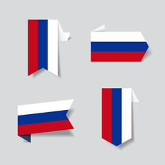 Russian flag stickers and labels. Vector illustration.