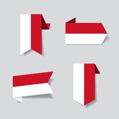 Indonesian flag stickers and labels. Vector illustration.