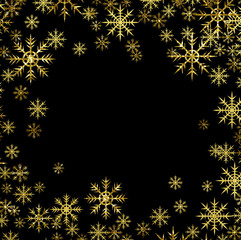 Golden textured snowflakes square frame