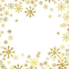 Golden textured snowflakes square frame