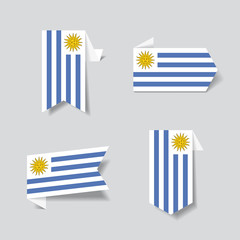 Uruguayan flag stickers and labels. Vector illustration.