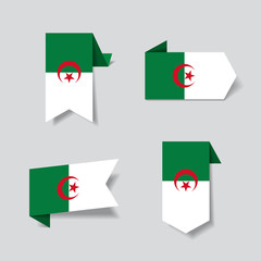 Algerian flag stickers and labels. Vector illustration.