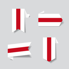 Belarusian flag stickers and labels. Vector illustration.