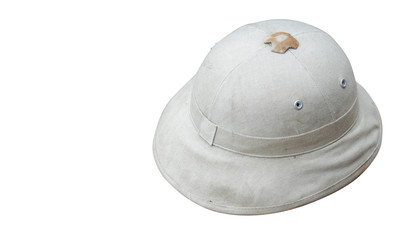 Di cut old white hat on white background,copy space