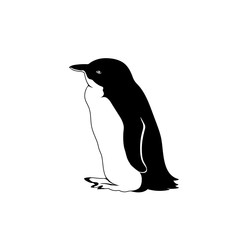 penguin profile. vector monochrome illustration. black and white image