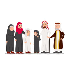 Group of Arabian Family Child, Parents and Grandparents Vector Cartoon Illustration