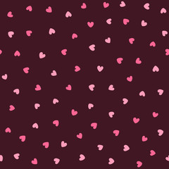 Cute seamless pattern with scattered small hearts. Endless romantic print.