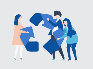 Character of people holding a recycle symbol illustration