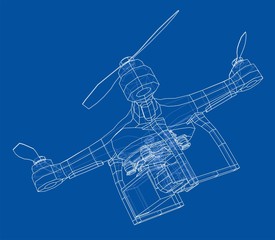 Fototapeta na wymiar Drone concept. Vector rendering of 3d