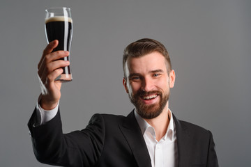 Man raised his glass